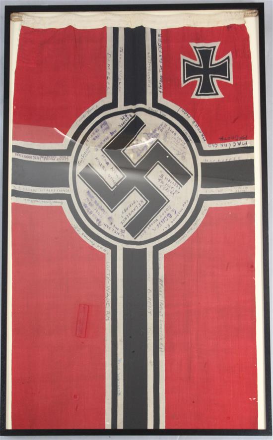 Ian Fleming, 30 Commando Assault Unit. A WWII German flag, see condition report for additional provenance